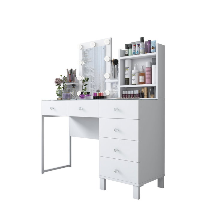Hanah Home Mesa de Maquillaje BJ141 - 3837 Blanca con 9 Focos Hanah Home Mesa de Maquillaje BJ141 - 3837 Blanca con 9 Focos